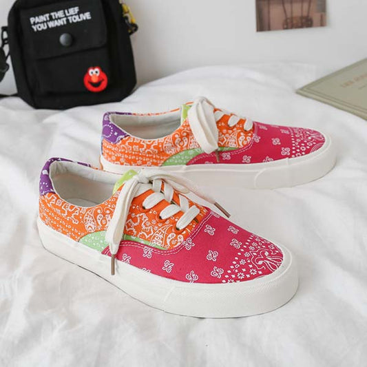 Last Day 50% OFF-Women Casual Canvas Patchwork Low Top Sneakers
