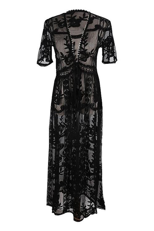 シースルーレースカーディガン