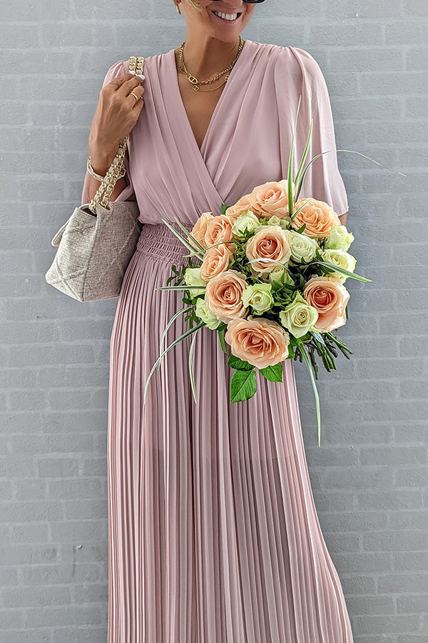 Delightful Day スモッキング ウエスト プリーツ ワイドレッグ ジャンプスーツ