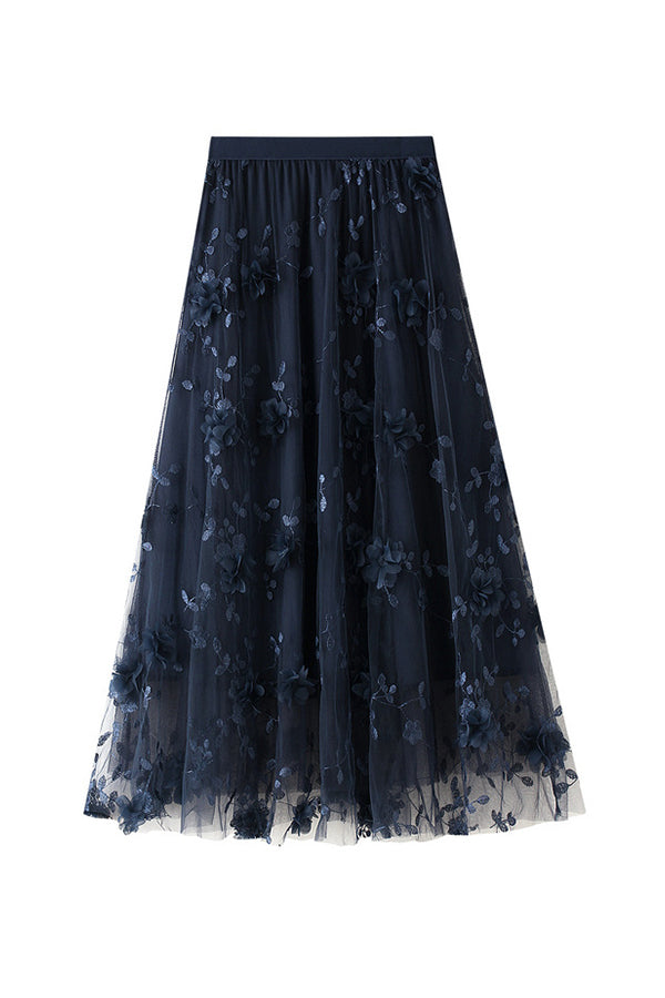 メッシュ刺繍重工業スカートLサイズガーゼスカート