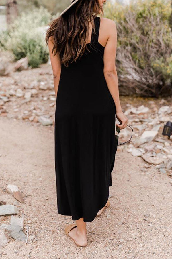 オフショルダー カジュアル コンフォート ホルターネック ロング ポケット ドレス