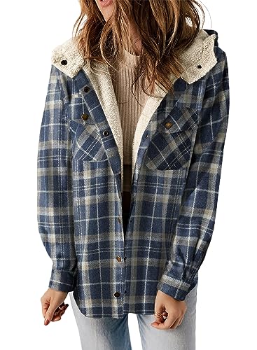 チェック柄シャケットジャケット長袖ボタンダウンフリースフード付きジャケット暖かいコート