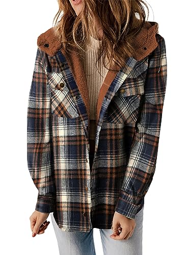 チェック柄シャケットジャケット長袖ボタンダウンフリースフード付きジャケット暖かいコート