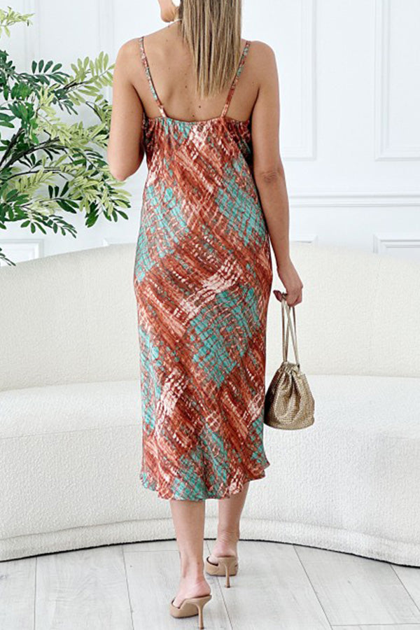 ゴヤ スネークスキン ストラップ ディープ V ネック ドレス