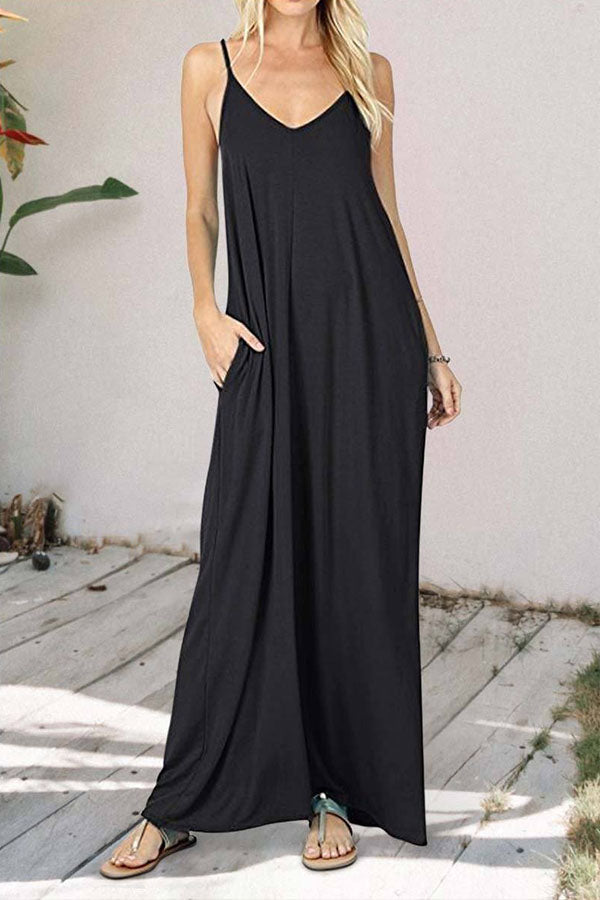 ソリッドカラーポケットスリングベストドレス