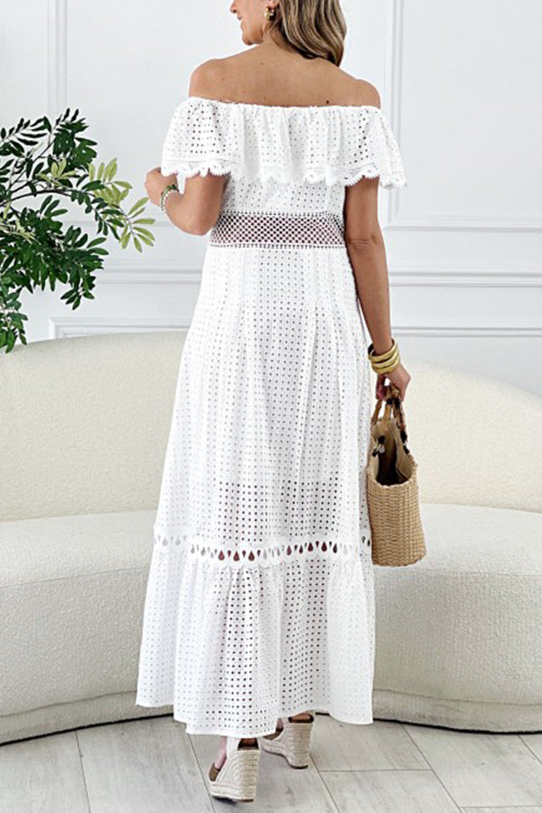 ニルヴァーナ オフショルダー フリルカットアウトドレス