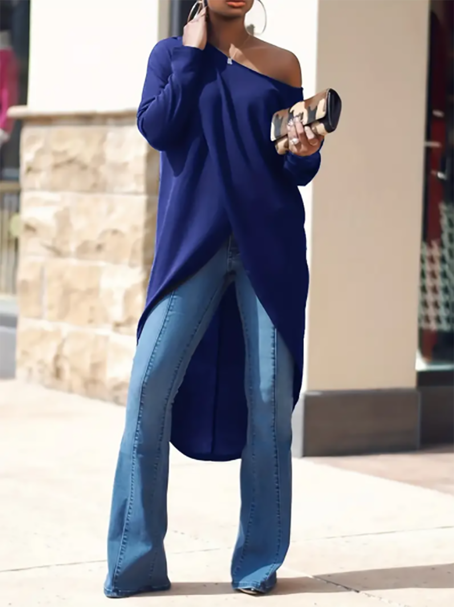 セクシーなスプリットショルダーレスドレストップ