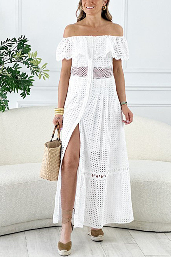 ニルヴァーナ オフショルダー フリルカットアウトドレス