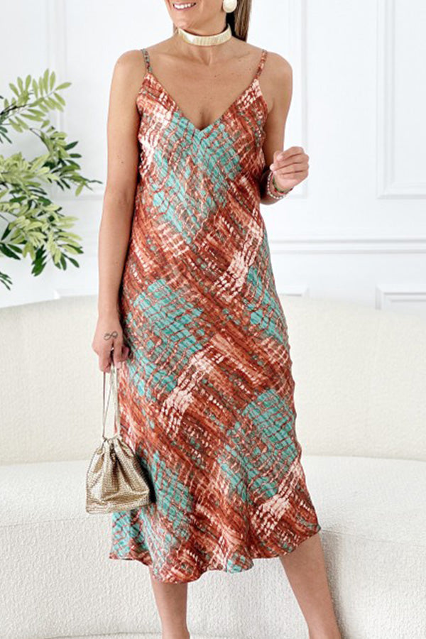 ゴヤ スネークスキン ストラップ ディープ V ネック ドレス