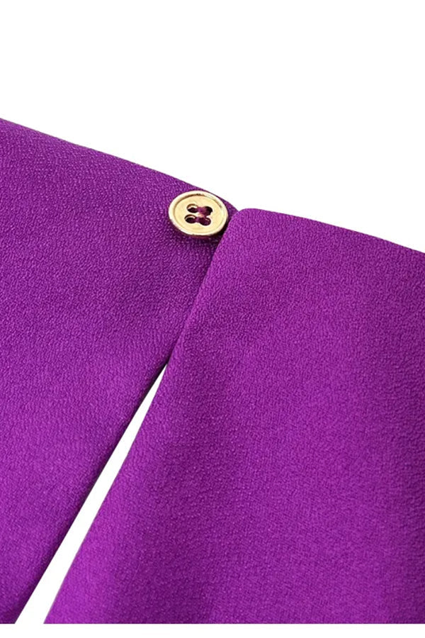 長袖レトロウエストVネックワンピース