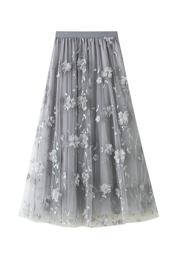 メッシュ刺繍重工業スカートLサイズガーゼスカート