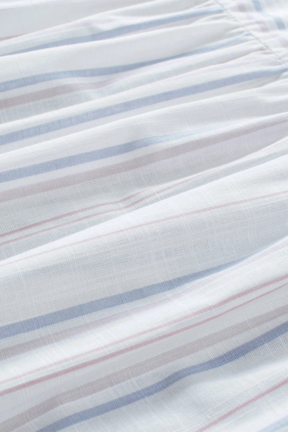 ストライププリントルーズフィットVネック半袖ブラウス