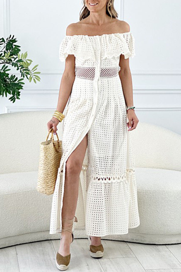 ニルヴァーナ オフショルダー フリルカットアウトドレス