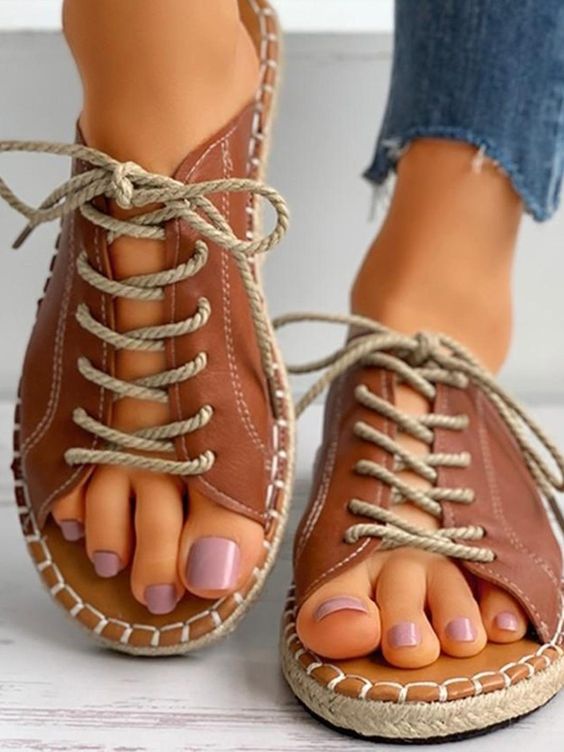 2023 Summer New Lace Up Fish Toe Sandals