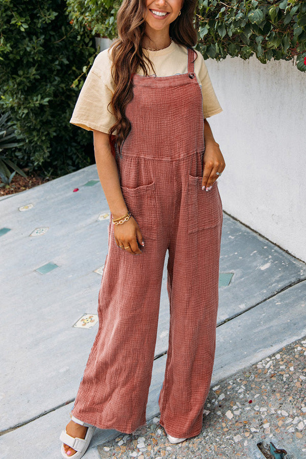 On Bali Time Cotton Blend Lightweight Wide Leg Jumpsuit