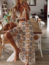 V-Neck Printed Maxi Dress