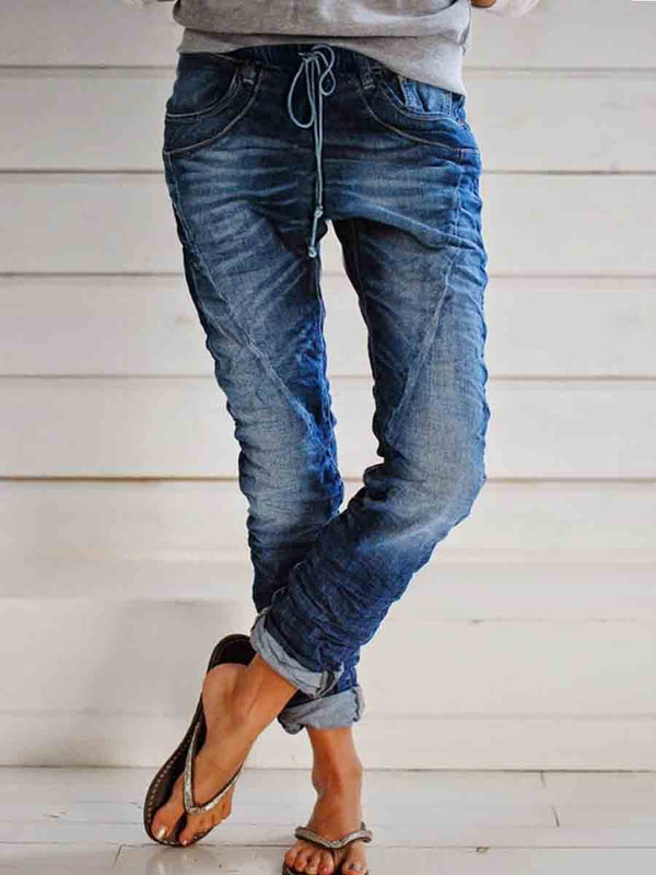 Stunncal Casual Pockets Self-tie Jeans