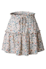 Ruffles Print Knot Mini Skirt