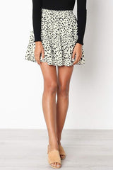 Ruffles Print Knot Mini Skirt