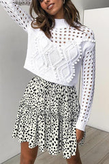 Ruffles Print Knot Mini Skirt