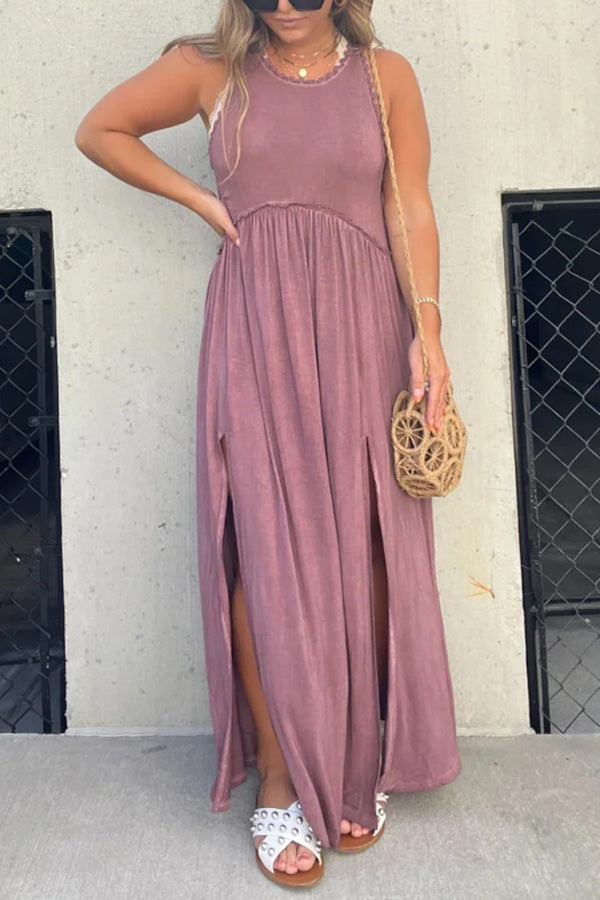 Slit Casual Simple Loose Maxi Long Dress