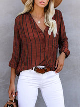 Loose Fashion Striped Long Sleeve Shirt(9 colors)