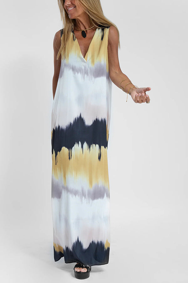 Make Them Proud Satin Tie-dye Print Relaxed Maxi Dress