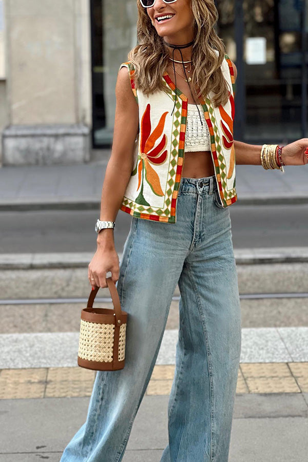 embroidered sleeveless tank top