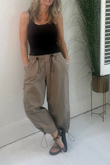 Street Style Drawstring Elastic Waist Pocketed Cargo Pants