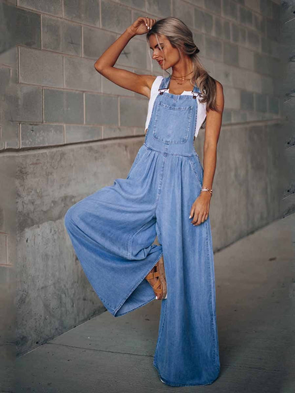 Loose Denim Pocket Jumpsuit