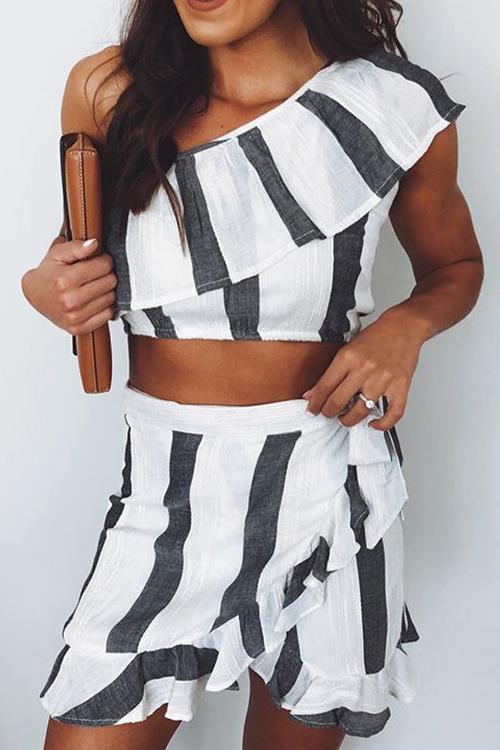 フリルストライプスカートセット