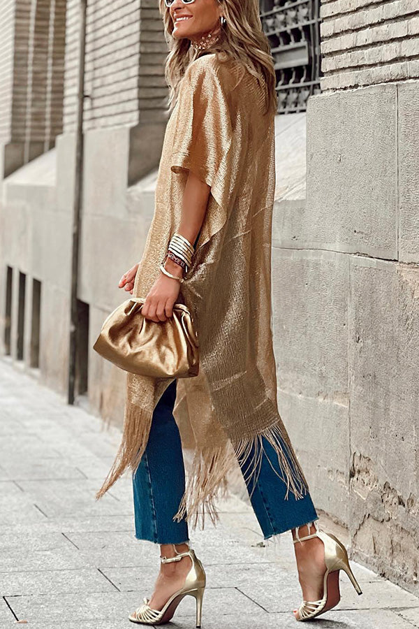 Gold Extended Tassel Cardigan