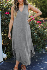 Casual loose V-neck sleeveless irregular dress