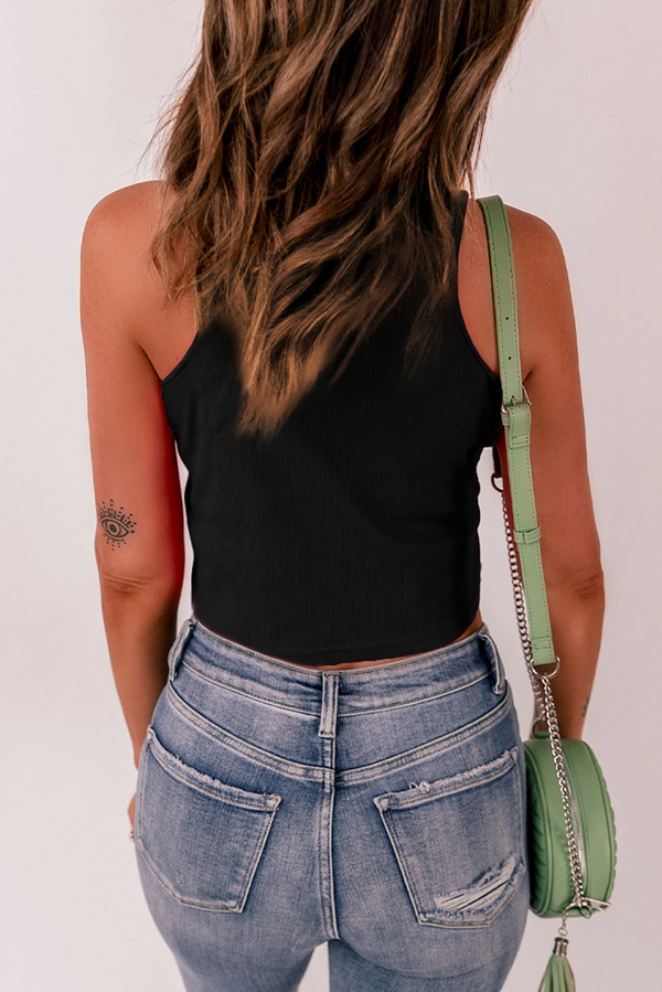 Ribbed Knit Basic Cropped Tank Top