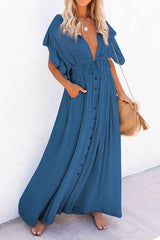 Elegant Ruffled Holiday Cover-up Dress