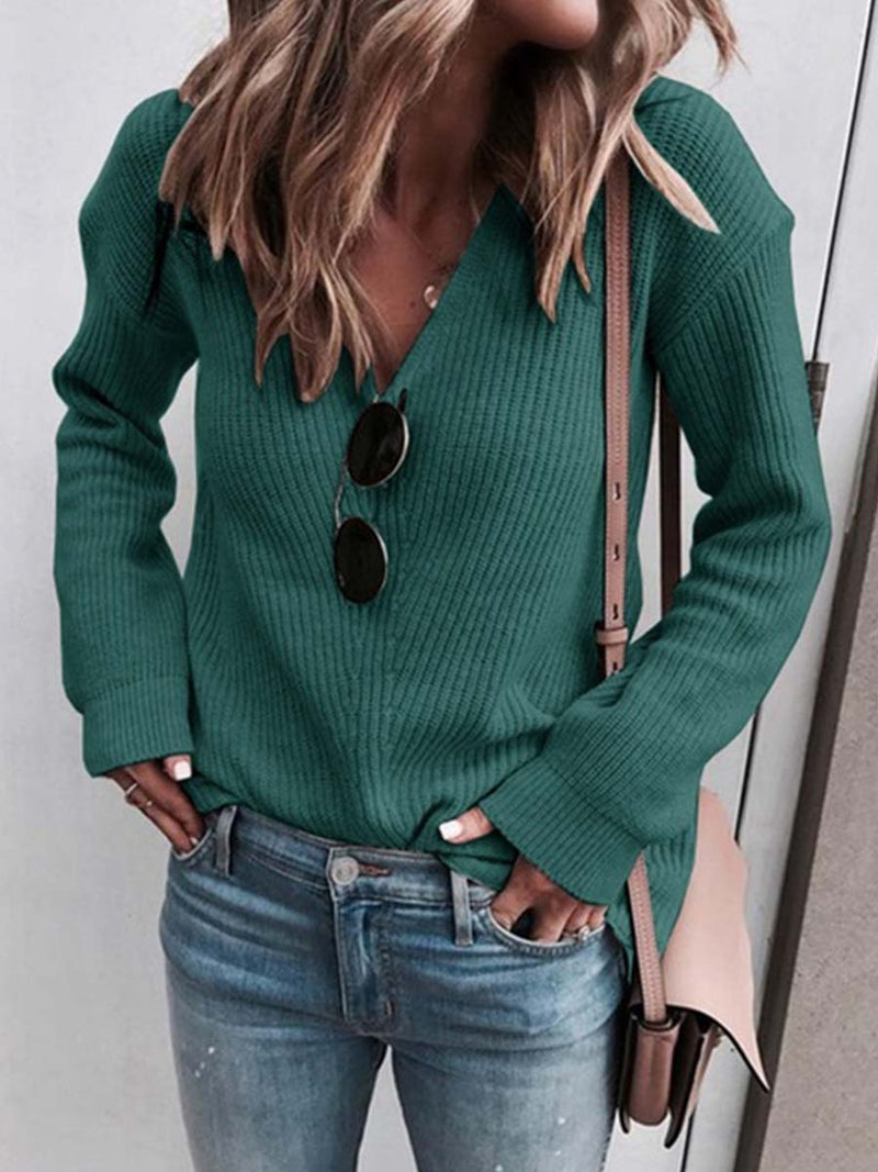 Fashion V-Neck Knit Top (6 Colors)