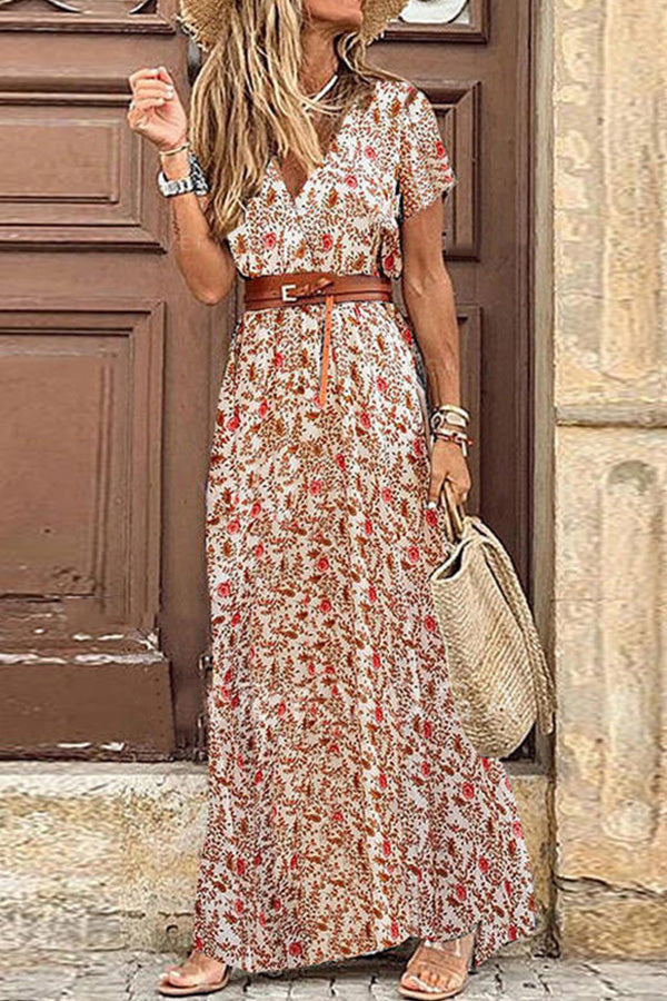 Boho Style Sleeveless Print Maxi Dress