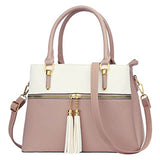 Women Satchel Bags Handle Shoulder Handbags and Purses Pockets Zipper Leather Crossbody Bags