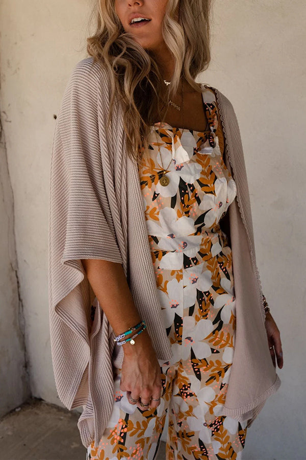 テクスチャードレーストリム前開き着物カーディガン