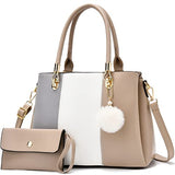 Women Handbags Large Tote Shoulder Bag Crossbody Bag for Women Color Stitching Top Handle Satchel Hobo 2pcs Purse Set