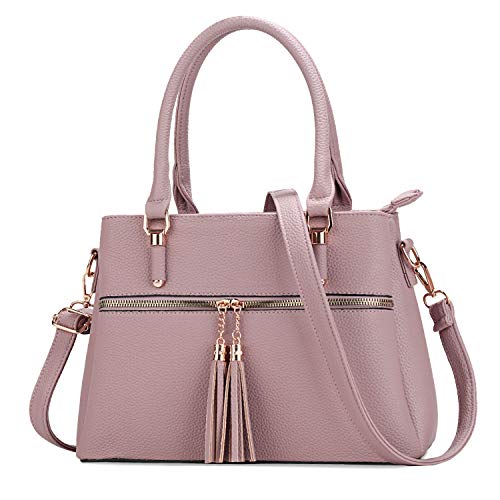 Women Satchel Bags Handle Shoulder Handbags and Purses Pockets Zipper Leather Crossbody Bags