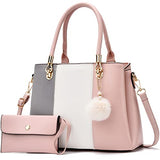 Women Handbags Large Tote Shoulder Bag Crossbody Bag for Women Color Stitching Top Handle Satchel Hobo 2pcs Purse Set