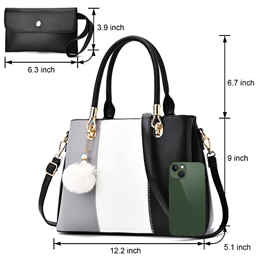 Women Handbags Large Tote Shoulder Bag Crossbody Bag for Women Color Stitching Top Handle Satchel Hobo 2pcs Purse Set