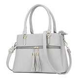 Women Satchel Bags Handle Shoulder Handbags and Purses Pockets Zipper Leather Crossbody Bags