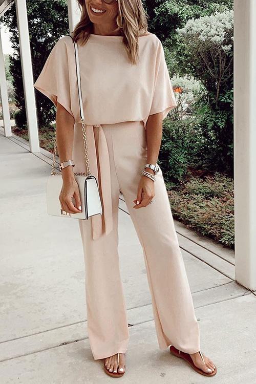 Short Sleeve Knot Jumpsuit