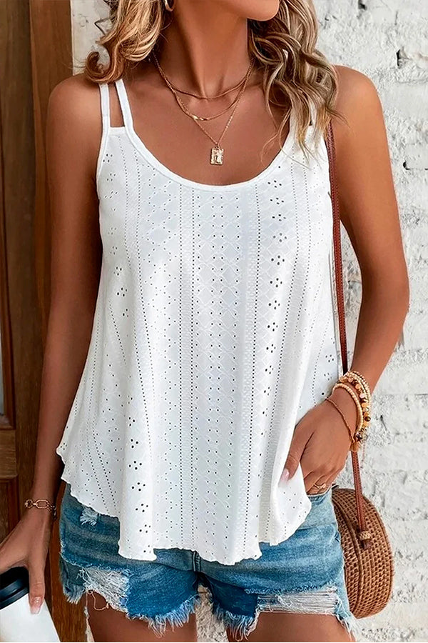 Eyelet Spaghetti Strap Tank Top