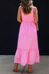 ALEAH Polyester Eyelet Maxi Dress