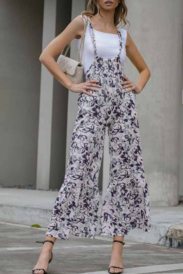 Loose Ladies Thin Printed Wide Leg Casual Pants