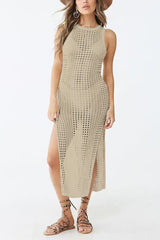 Open-knit beach bikini cover-up knitted dress