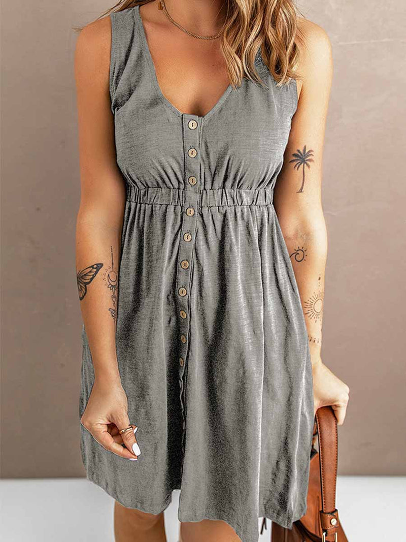 Casual Buttons Vest Dress(9 Colors)